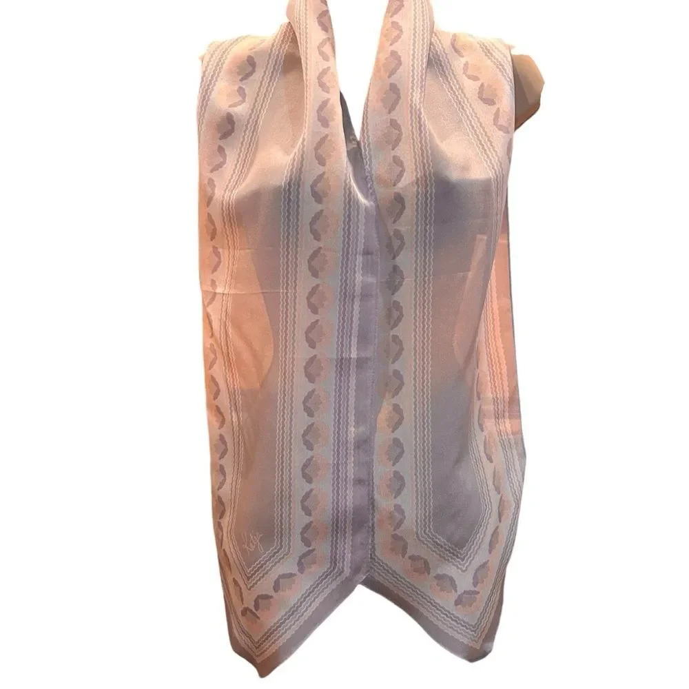 Vintage Katja Silk Blend Gray Print Scarf